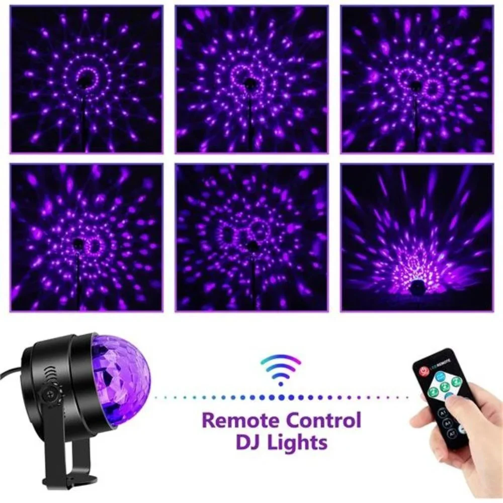 UV Black Lights for Glow Party, 6W LED Disco Ball Strobe Lights for Dark Party